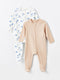 Crew Neck Long Sleeve Printed Baby Boy Jumpsuit 2-Pack